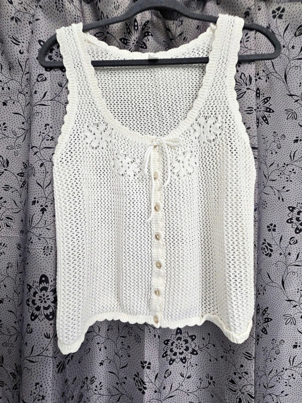 Old Navy Sleeveless Seaside Cotton Crochet Tank Top White Size Large